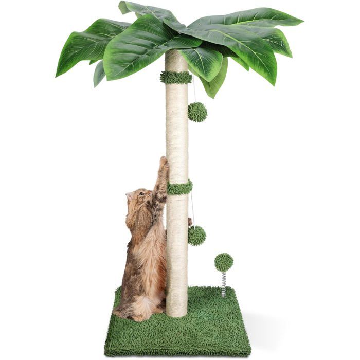 Comparer les prix de Griffoir Pour Chats 80 Cm Arbre À Chat En Sisal Naturel Avec 2 Balles Interactives Peluche Griffoir Pour Chat Pour