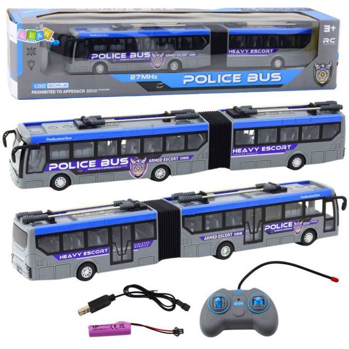 Leantoys Bus de police articulé télécommandé avec lumières grises échelle 1:32 LEAN Toys