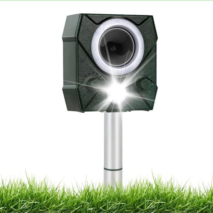 Repulsif Ultrason Solaire Souris Rats Taupes - Étanche LED - Jardin Cour Extérieur 300m²