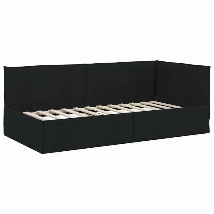 Promotion doctobre Cadre de lit adulte/enfant - Meuble de chambre - dangle avec tête de lit Noir 90x190 cm tissu FR10235