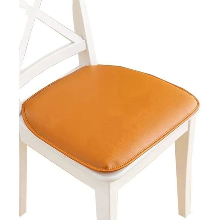 Lot de 4 coussins chaise salle à manger cuir PU orange 43x40 cm antidérapants attaches élégants