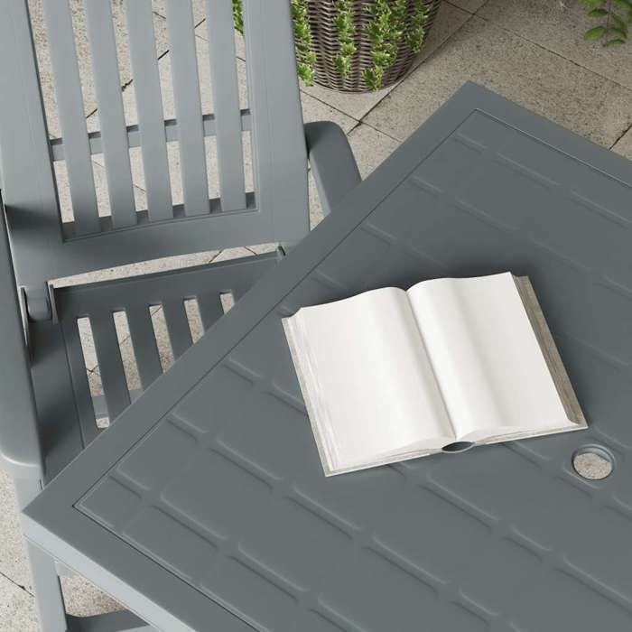 Table de jardin en plastique - WIENS - 80x75x72 cm - Vert - Résistance aux intempéries - Trou pour parasol