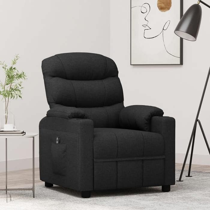 Promo 2026 Fauteuil inclinable Charge 150kg 75 5x92x105 cm - Fauteuil Releveur Relax électrique Noir Tissu 8160