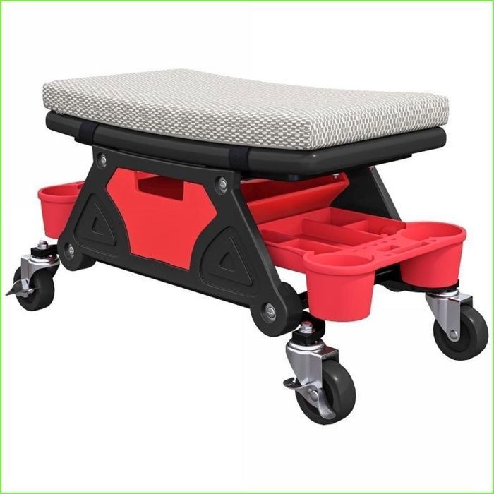 Tabouret - Hocker de atelier - avec roulettes tiroir & rangement - 135 kg - Gris