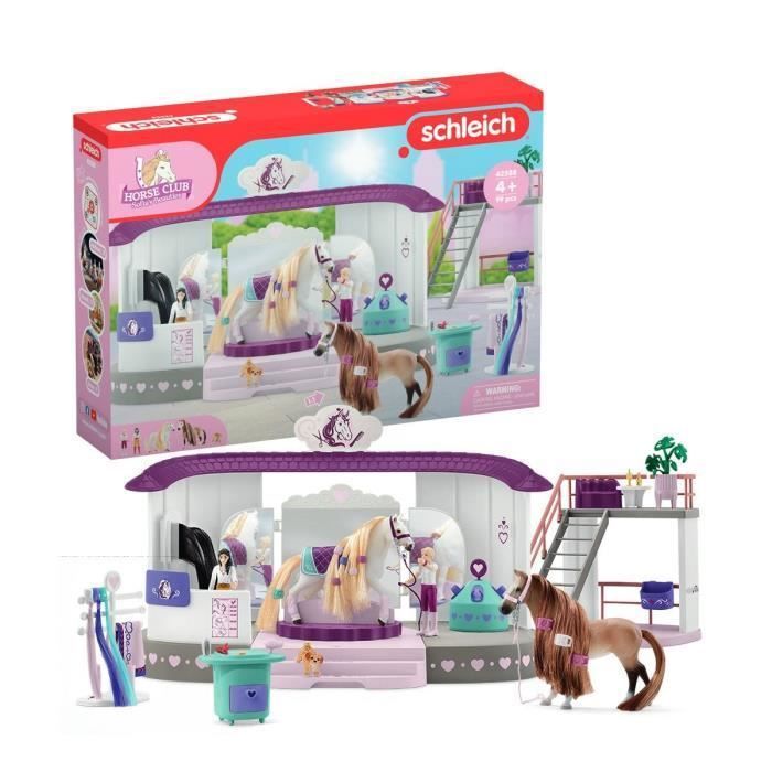 Salon de Beauté Sofias Beauties Pansage Figurines Schleich Chevaux - Coffret de 99 Pièces - Reconditionné – Excellent état.