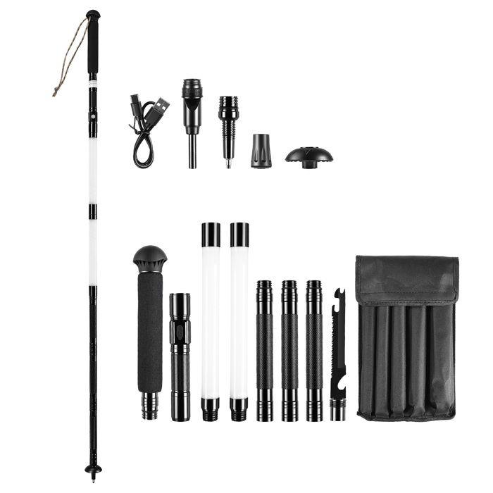 Batons Randonnee Aluminium 12 Fonctions: Couteau, Survie, Camping ...
