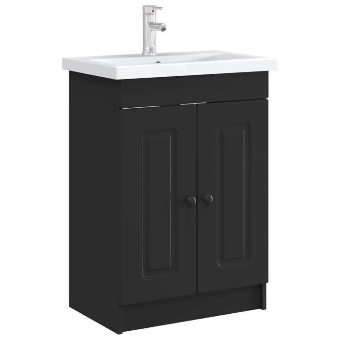 Armoire sous évier de salle de bain - vidaXL - bois dingénierie - noir - 56 x 375 x 81 cm 315ghw54l