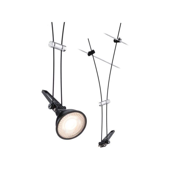 94489 CorDuo Système de Câbles Spot Individuel Comet DC 12V max. 50 watt Éclairage Extensible Noir Mat Métal GU5 3 Système de Câbl