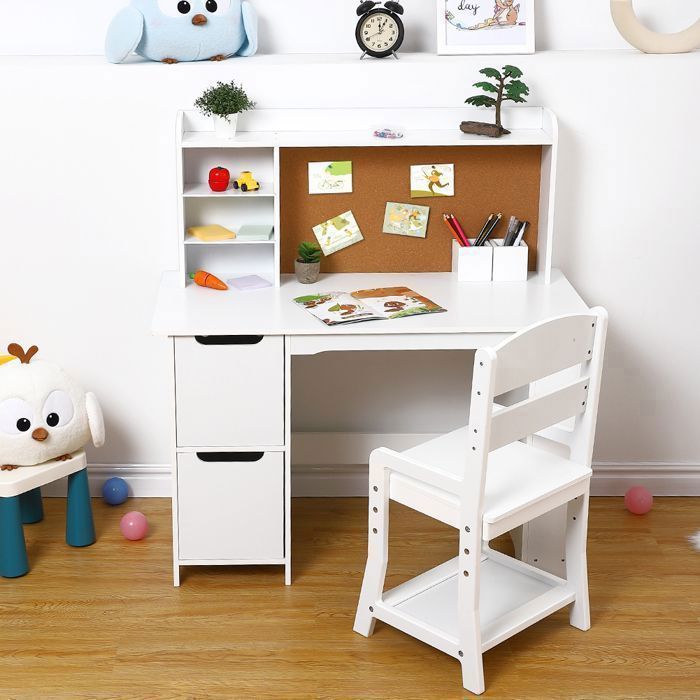 GARVEE Bureau et chaise pour enfants avec étagère – Idéal pour garçons et filles de 3 à 8 ans-102x91x46cm