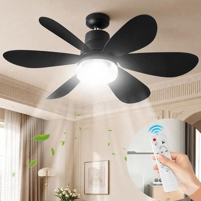 Ventilateur de Plafond avec Lumière et Telecommande 52cm LED Plafonnier Dimmable Ventilateur avec 40W E27 Lampe Cristal Intégrée