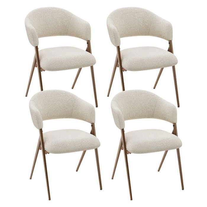 COLAMY Lot de 4 Chaises de Salle à Manger VintageDossier ErgonomiqueCadre en Métal Solide et DurableRevêtement en Tissu Beige