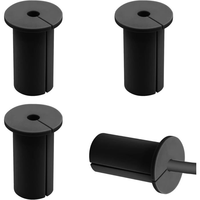 Lot de 4 passe-câbles muraux en silicone manchon fendu noir protection et fixation des fils
