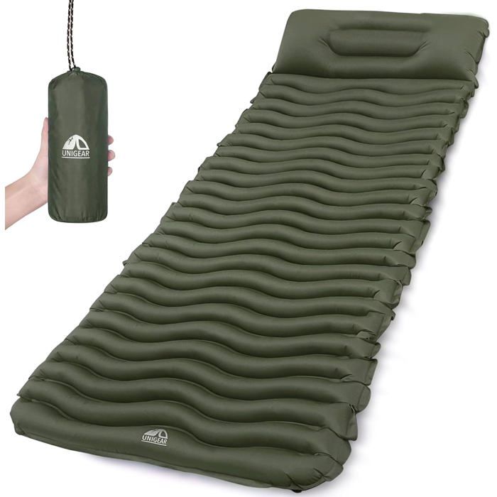 Matelas Gonflable 1 Personne Large 83 Cm Avec Pompe À Pied Et Oreiller Coussin De Couchage Portable Pour Tente Et Camping