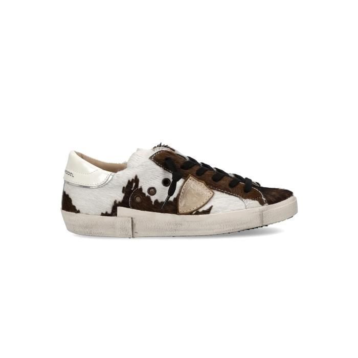 Baskets femme Philippe Model PRSX Low - animalier vache/blanc brun