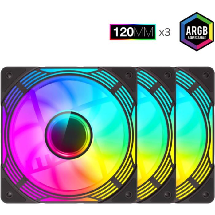 Ventilateur de boîtier GAMEMAX KF300R 120 x 120 x 25 mm 120 mm 1600 trmin 0 ARGB 31 dB
