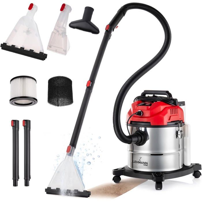 LEHMANN Aspirateur Injecteur-extracteur 1600 W Réservoir 20L et 4 3L Filtre HEPA Nettoyage Tapis et Canapé LEHMANN Aspirateur Injecteur-extracteur 1600 W Réservoir 20L et 4 3L Filtre HEPA Nettoyage Tapis et Canapé