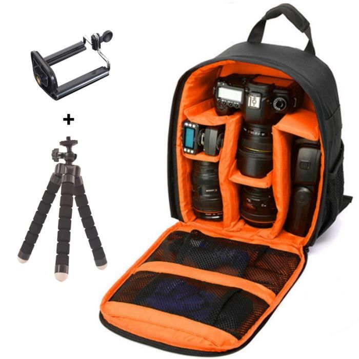 Sac à Dos Appareil Photo 360° Best360 - 28L - Imperméable - Léger 870g - Noir/Orange