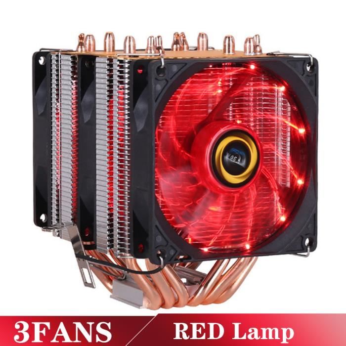 3FANRouge 4PIN 6 Heatpipes RVB CPU Radiateur PWM Silencieux 130W Pour