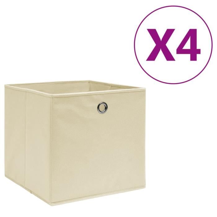 Boîte de rangement - ALOMEJOR - 4 pcs - Tissu intissé - 28x28x28 cm - Crème