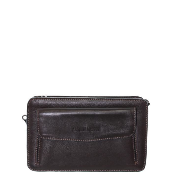 AST Pochette Arthur et Aston en cuir ref ast37382 noir Neuf 