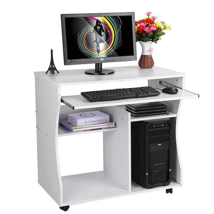 Table Pour L Ordinateur Meuble Informatique Meuble De Bureau Blanc Achat Vente Meuble Informatique Table Pour L Ordinateur Blanc Cdiscount