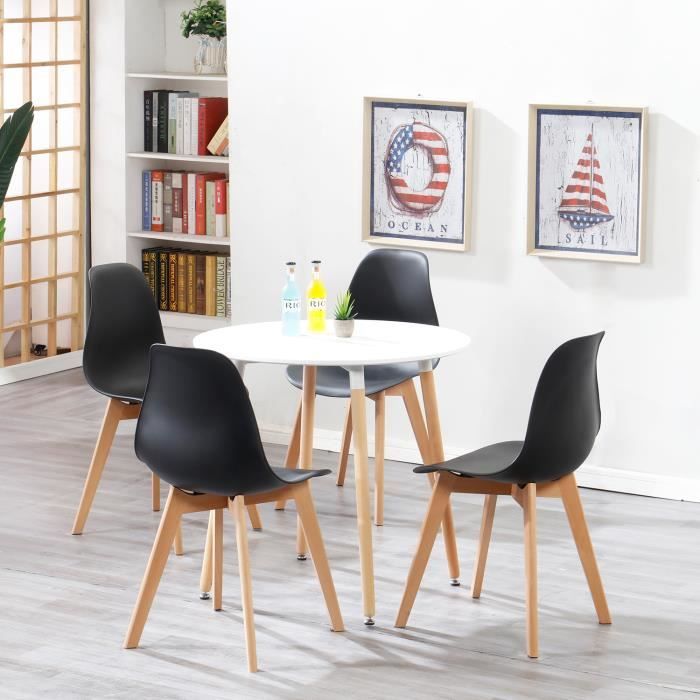 EGOONM Lot de 4//6 chaises Blanc//Noir Design r/étro Bois Chaise de Salle /à Manger 6-Noir