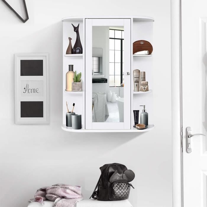 Armoire De Toilette Avec Miroir Armoire Murale Rangement Salle De Bain 58x16x60 Cm Achat Vente Armoire De Toilette Armoire De Toilette Avec Cdiscount