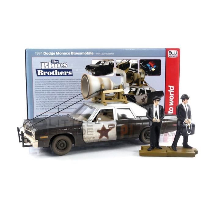 Voiture Miniature de Collection - AUTO WORLD 1/18 - DODGE Monaco Police Pursuit - Blues Brothers - 1974 - Black / White - AWSS133