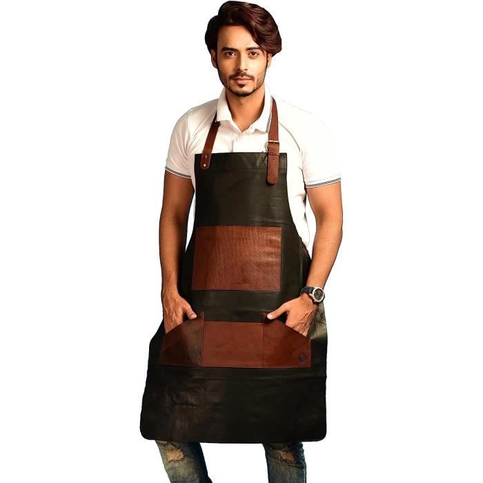 Tablier en cuir avec poches Tablier de boucher Tablier barista boulanger barman barbecue chef barbier 1060 Cdiscount Maison