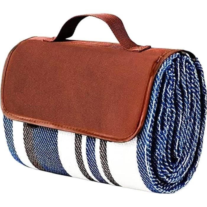 Relaxdays Couverture Pique-Nique XXL, 200x200 Cm, Tapis De Plage Polaire, Imperméable, Avec Poignée, Carreaux Colorés