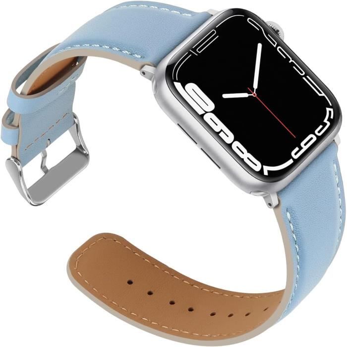 Compatible Avec Bracelet Apple Watch 45Mm 44Mm 42Mm 41Mm 40Mm 38Mm, Bracelet  De Remplacement En Cuir Femme Homme Pour Iwatch[u1574] Bleu Alpin, -  Achat/vente bracelet de montre Neuf - Cdiscount