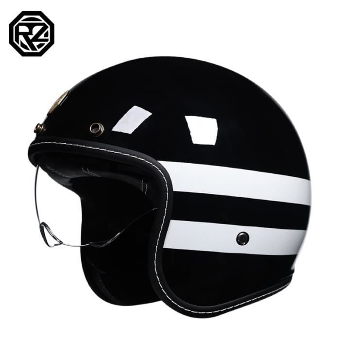Casque Moto Rétro 3/4 En Cuir Marron | Certifié ECE | Pour Vélo électrique, Chopper, Scooter | Taille M à XL, Poids ~1kg