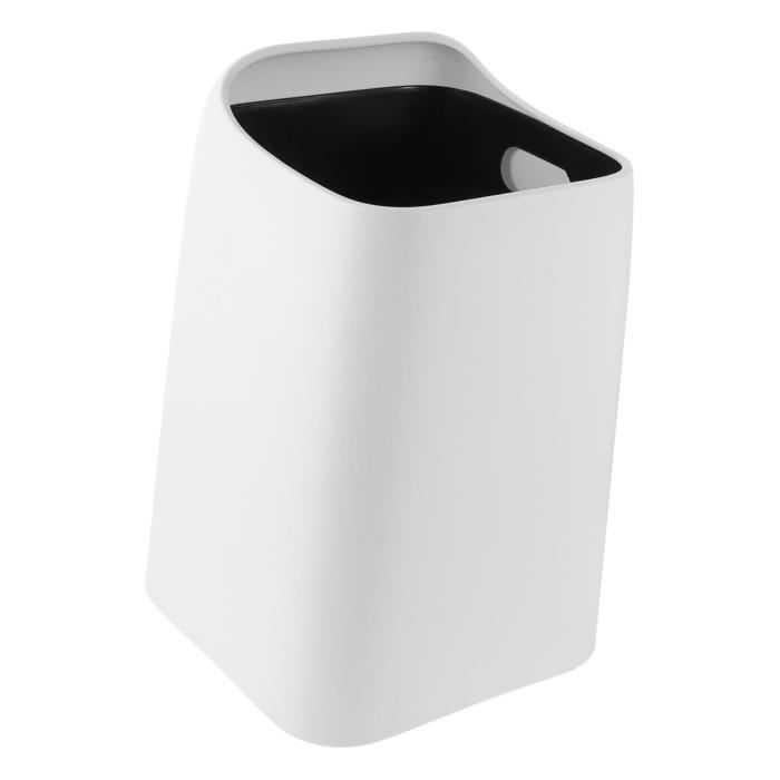 Poubelle De Salle De Bain Avec Couvercle En Bambou Et Pédale - Acier Et Bambou - 5L - Seau Interne Amovible - Blanc