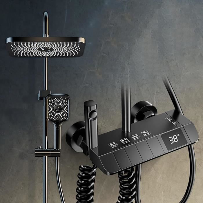 Colonne De Douche Thermostatique GRIFEMA Porto - Mitigeur, Douchette Main, Tête Ronde 25cm, Chromé, Avec Flexible Et Support