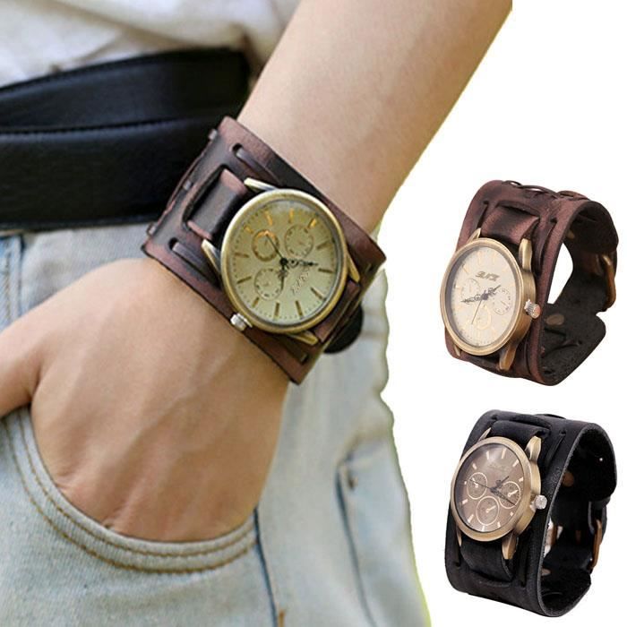 Bracelet en new arrivals cuir montre homme