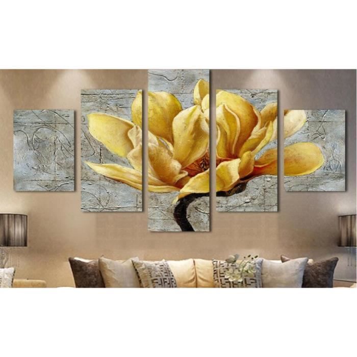 Mode D Expedition Gratuite Peinture Toile Peinture Or Orchidee Fleur Peinture A L Huile 3 Pieces Mur Art Decoratif Sans Cadre Cdiscount Maison