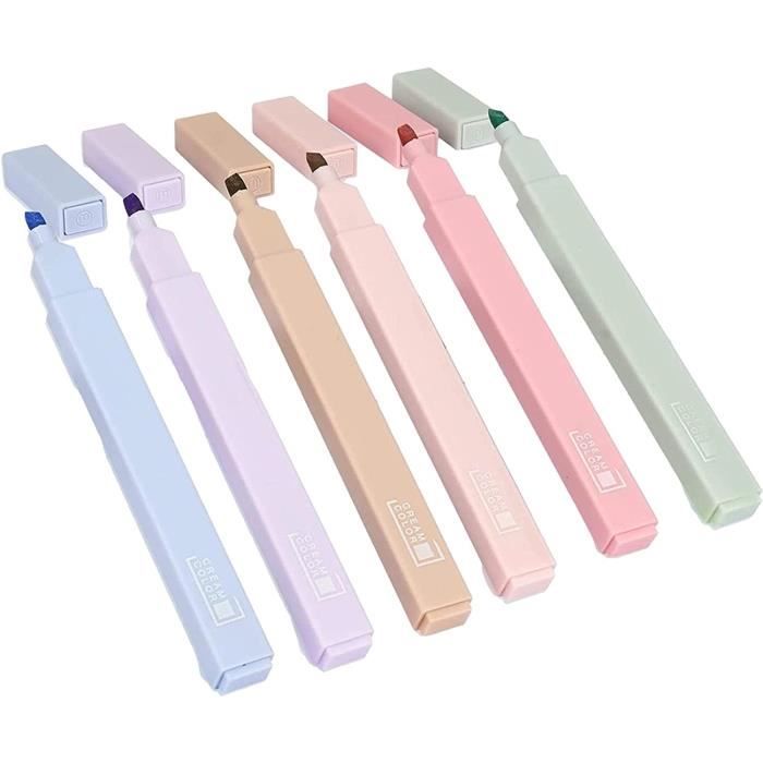 Lot De 6 Surligneurs Effaçables Pastel - Technologie Anti-dessèchement, Pour étudiants Et Pros
