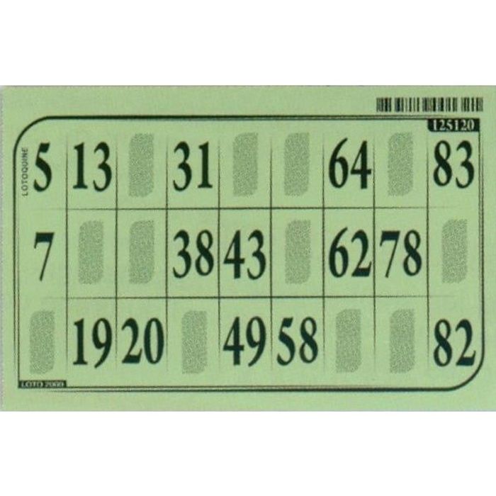 Cartons Loto Bristol X 125 Achat Vente Loto Bingo Cdiscount