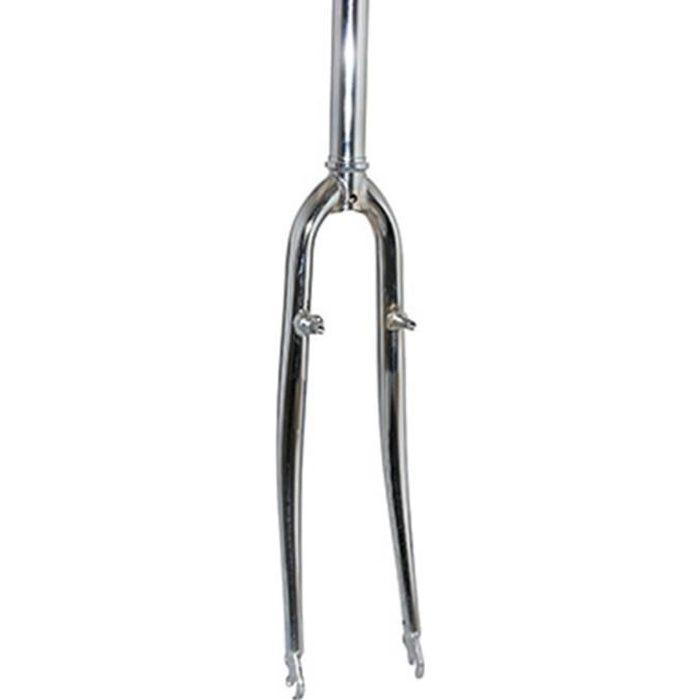 FOURCHE VTC 700X35 RIGIDE CINTREE ACIER CHROME AVEC TASSEAUX PIVOT LISSE  1''1-8-28,6 EXTERIEUR 300mm