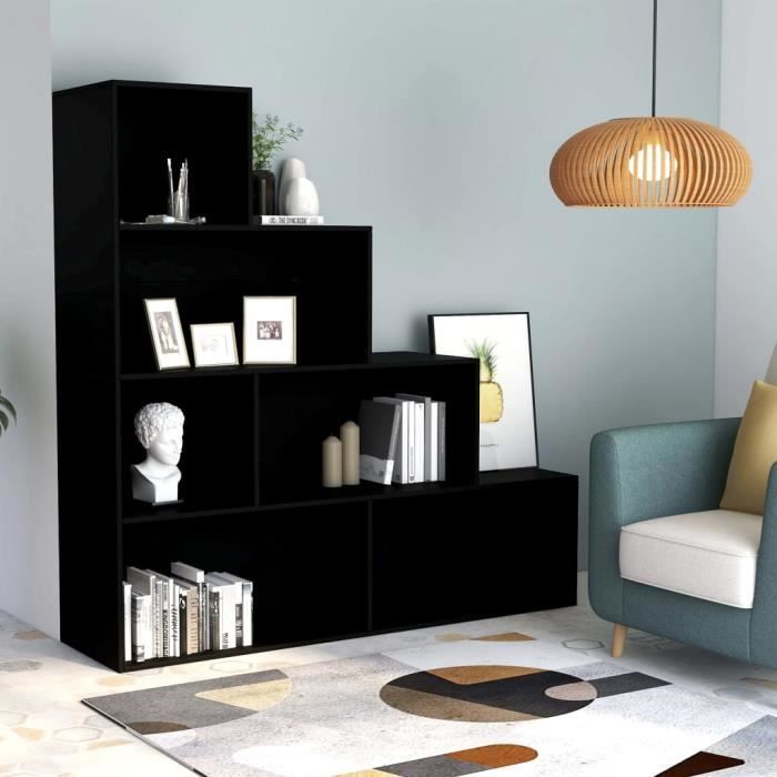 Meuble Étagère de Rangement moderne - Bibliothèque Style scandinave - Noir