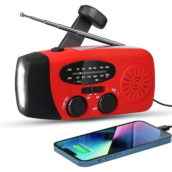 Dab Radio À Manivelle Solaire Rechargeable Usb Avec Batterie
