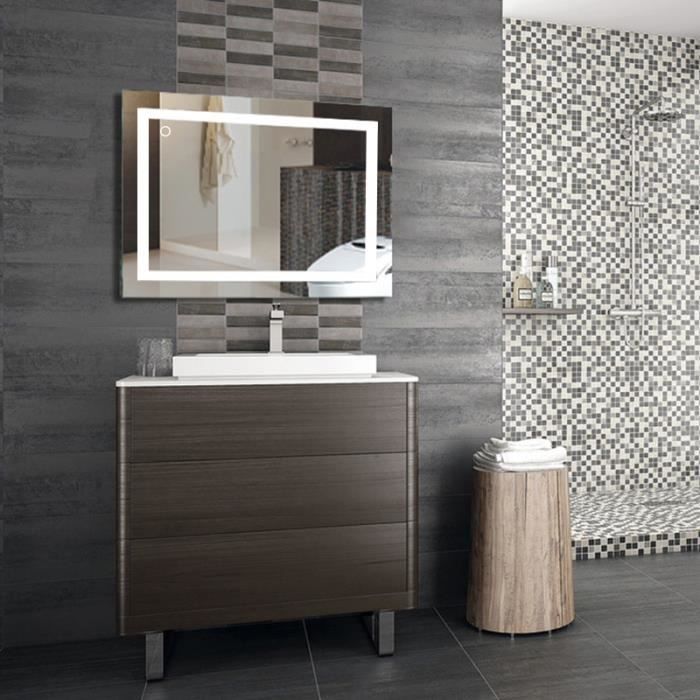Miroir Salle De Bain Avec éclairage Intégré Et Prise Miroir Salle Bain Avec Eclairage Integre Led 100 60cm Achat