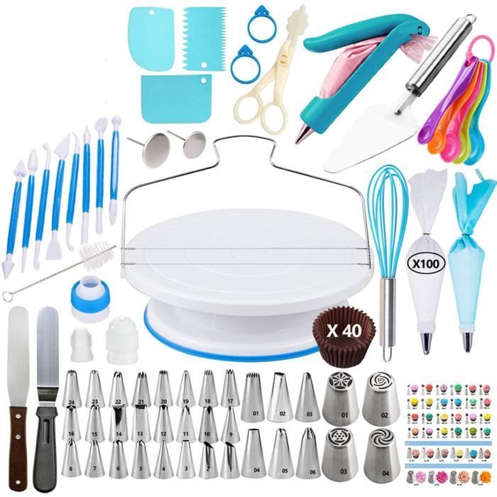 Plateau Tournant de Gâteau, Kit de Pâtisserie Plateau à Gâteaux, 132pcs Kit  de Décoration de Gâteau, Buses Russes, Patisserie kit, Spatule à Glaçage  pour Cuisine Décoration de Gâteaux. : : Cuisine et