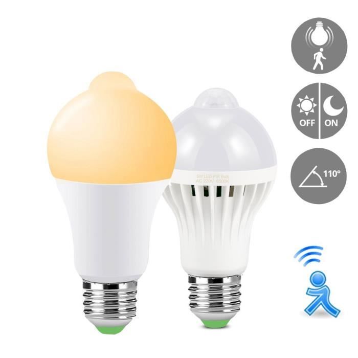 Veilleuse intelligente PIR, ampoules E27, 5W 7W 9W 12W 15W, sécurité