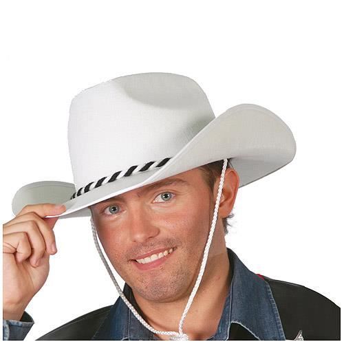 Chapeau Cow Boy Feutre Blanc Achat Vente Chapeau Perruque Cdiscount