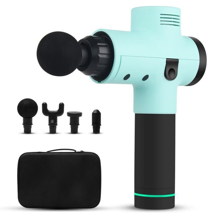 Cyan Pistolet De Massage Musculaire Body Relaxation Fitness 4 Tetes De Massage Remplacables Achat Vente Chauffe Huile Massage Cdiscount