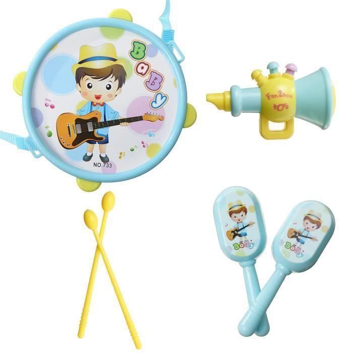 Ensemble 4pcs Tambour Cloche Main Tambourin Musical Jouet Instruments De Musique Percussion Bleu Pour Bebe Enfant Wir39 Cdiscount Instruments De Musique