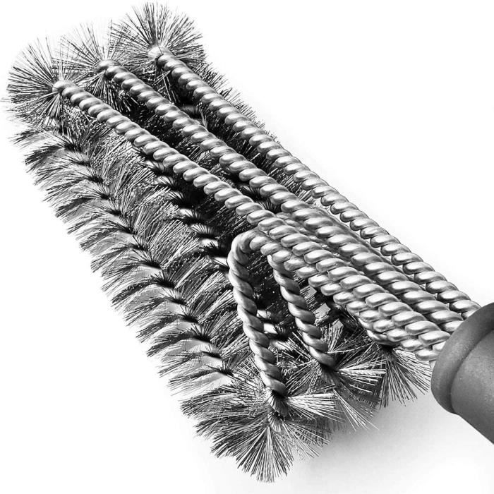 Brosse De Nettoyage Pour Barbecue - Manche Long En Acier Inoxydable, Tête Triangulaire Pour Grilles