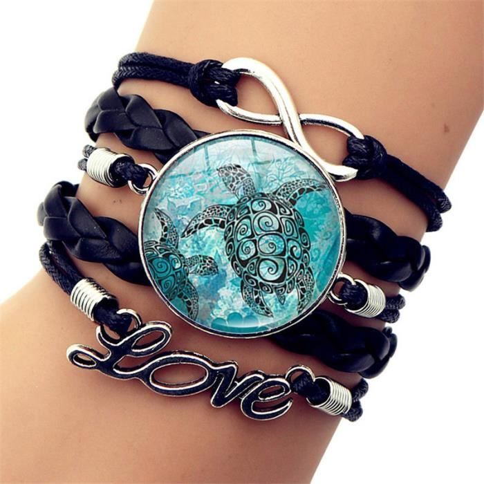 Collier Femme Sirène Perle Tissé Cuir Corde Ot Boucle Collier Court