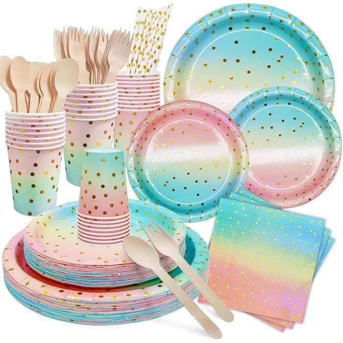 80 PCS Assiettes De Fête Anniversaire Assiette Jetable Vaisselles